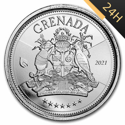 SREBRNA MONETA EASTERN CARRIBEAN:GRENADA COAT OF ARMS 1 oz 24H VM