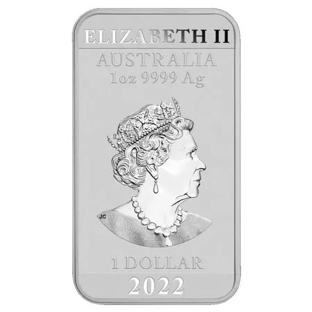 SREBRNA MONETA AUSTRALIJSKI PROSTOKĄTNY SMOK LOSOWY ROCZNIK 1 oz 24H VM